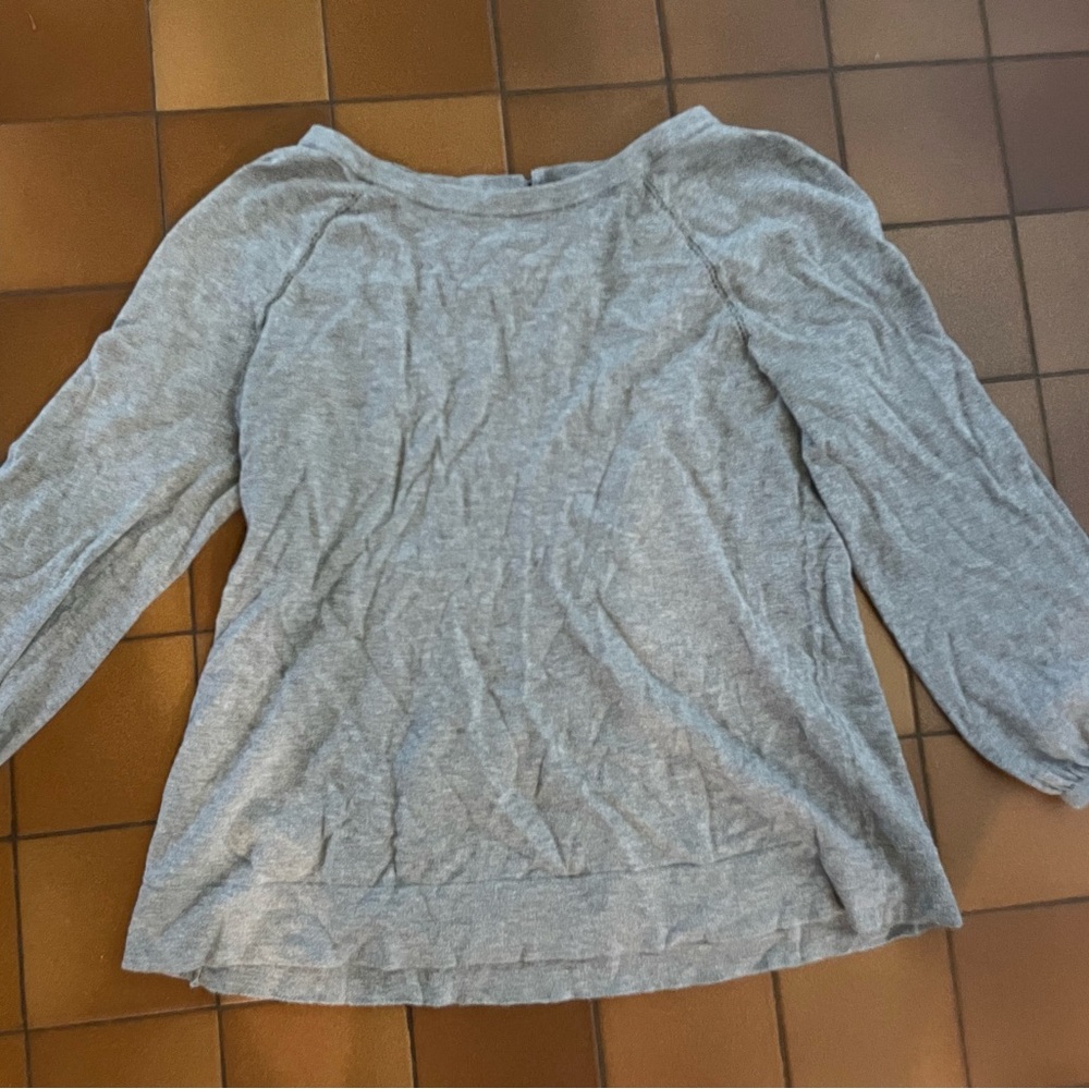 LOFT Grey Blouse Relaxed Fit Three-Quarter Sleeves very soft